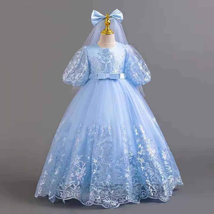 子供用 ドレス フォーマル レース ウェディングドレス ハイエンド 半袖 パーティードレス ロング おし..