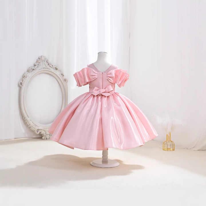 ウェディングドレス フリル 女の子 赤ちゃん サテン パーティー プリンセス ドレス 半袖 おしゃれ かわいい 人気 イベント スパークリング