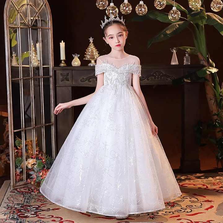 乐天商城 - ドレス 誕生日パーティードレス メッシュドレス スパンコール プリンセス衣装 おしゃれ 可愛い パフォーマンスイベント 人気 女の子用 キッズ用