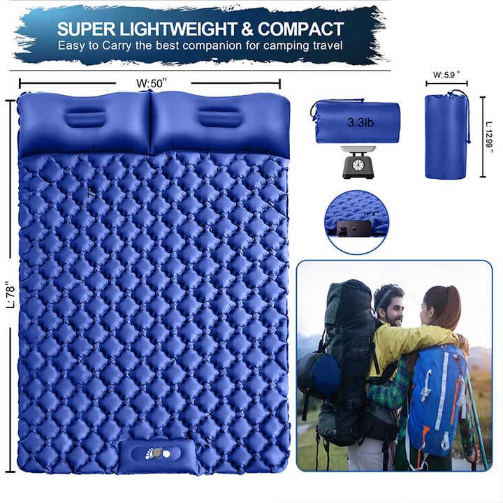 キャンプ用 スリーピングマット ダブル 2人用 超軽量 防水 折りたたみマット レジャー クッション付き 人気 おしゃれ 旅行 用