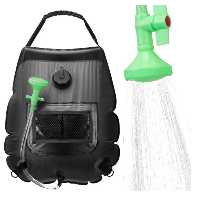 乐天商城 - アウトドアキャンプソーラーシャワー バッグ 20L 5ガロン 温水可 シャワーヘッド付き ポータブル 人気 おしゃれ 芝生 旅行 防災