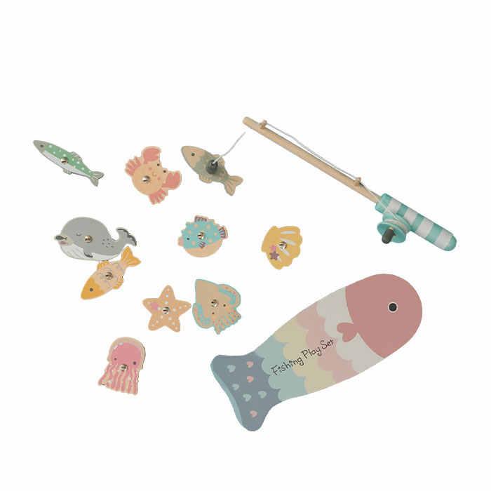 フィエスタフィッシングプレイセット 木製 磁気魚 かわいい 幼児用 おもちゃ 魚釣り おしゃれ 楽しい プレゼント 人気 子供用 知育玩具 2025