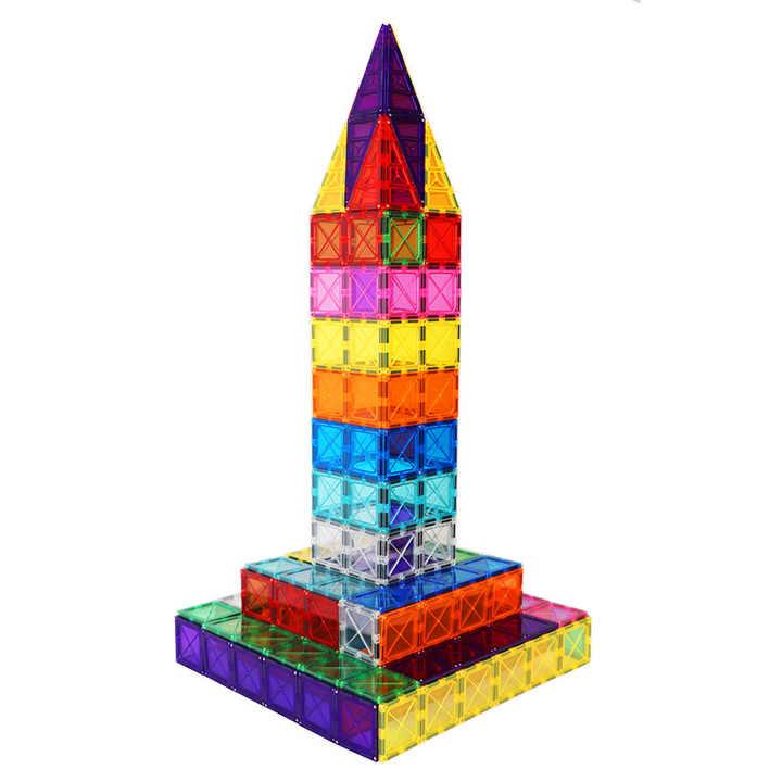 マグネットビルディングタイル 教育ブロック 磁気タイル おもちゃ DIY 子供用 人気 デザイン 66個 セット 構築力 知育 玩具 プレゼント アイデア