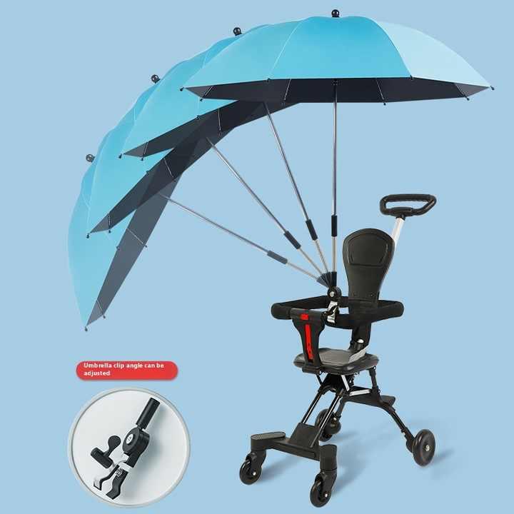ベビーカー アンブレラ 大型 ポータブル UVプルーフ 無地 黒 クラシック シンプル レインスクリーン 多..