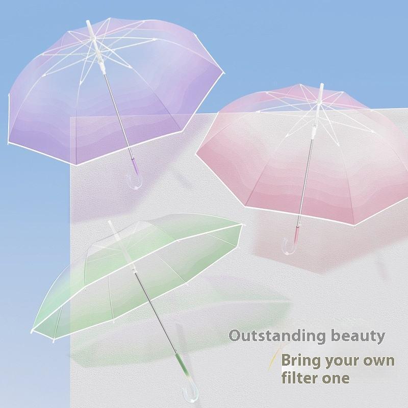 傘 学生用 透明カスタムプリント 勾配 ロングハンドル 厚手 自動 半自動 おしゃれ 可愛い 人気 雨具 プレゼント 通学 通勤 スポーツ 便利