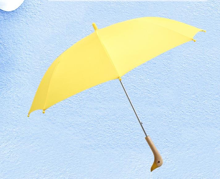 傘 子供用 ロングハンドル おしゃれ 可愛い イエロー アヒル 漫画 雨具 軽量 人気 プレゼント 折りたたみ 通学 アウトドア