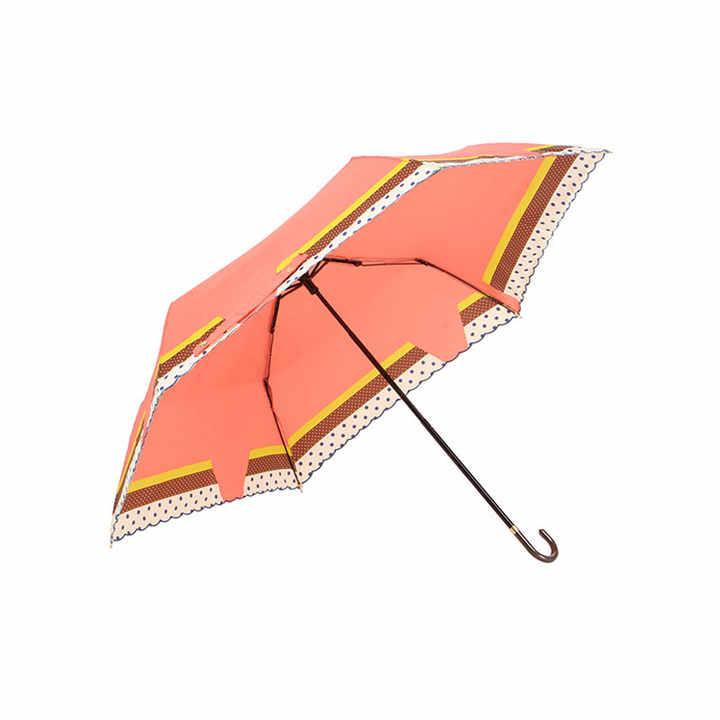 傘 ガール パラソル 人気 おしゃれ 韓国 中国 デザイン 3つ折り ボーダー レース UVカット 軽量 折りたたみ 可愛い お出かけ 通勤 旅行