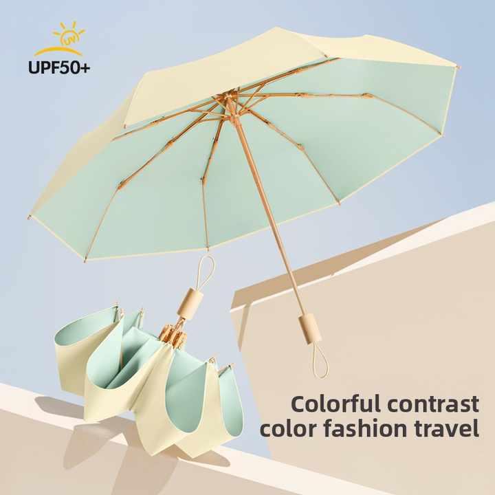 傘 カスタムロゴ おしゃれ 折りたたみ 小さな 木のハンドル 旅行用 日焼け対策 カラフル 軽量 可愛い プレゼント ギフト 人気 便利 クリエイティブ