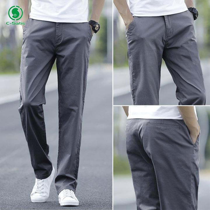 Pants - チノパンツ メンズ カジュアル ボトムス コットン 軽量 ルーズ ストレート プレミアム おしゃれ 人気 通勤 旅行 アウトドア ボタンフライ