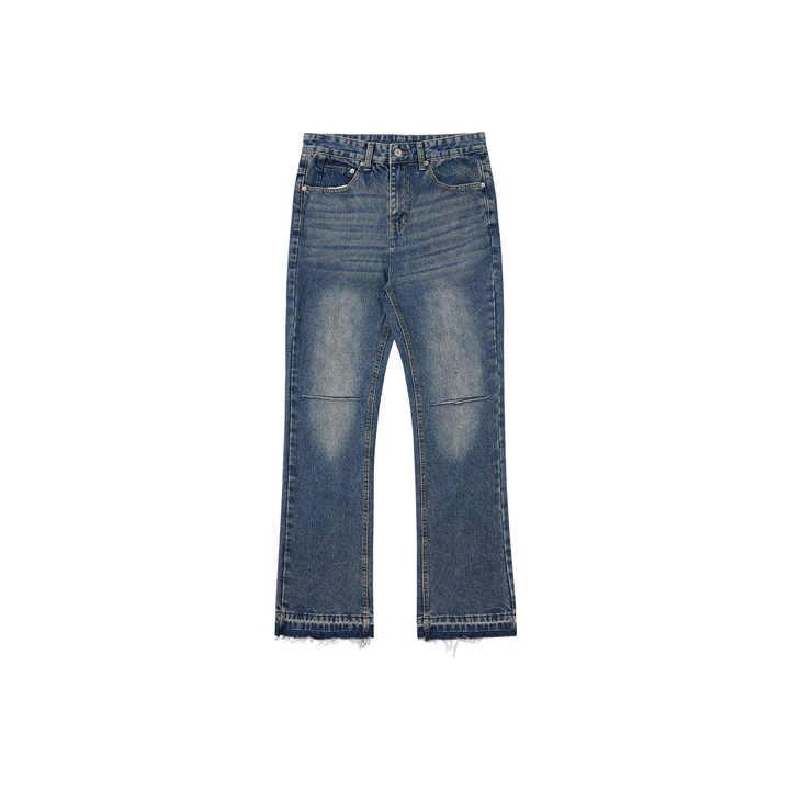 メンズ カジュアル ジーンズ フレア スタイル デニム 秋用 おしゃれ 人気 かっこいい ダメージ ウォッ..