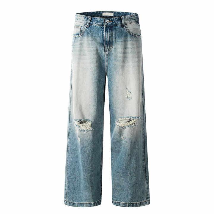 Rakuten - ジーンズ デニムパンツ メンズ スリムフィット ルーズフィット ワイドレッグ グラデーション ヒップホップ ストリート カジュアル おしゃれ 人気 通勤 2025