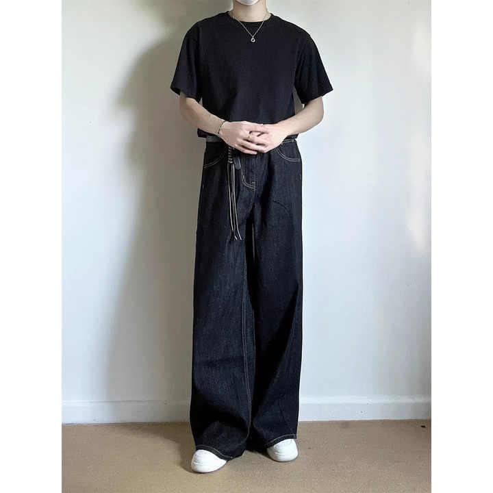 乐天商城 - メンズ 秋服 アメリカンレトロ ストレートジーンズ ハイストリート スタイル ミッドデニム ルーズフィット おしゃれ 人気 暖かい 春用