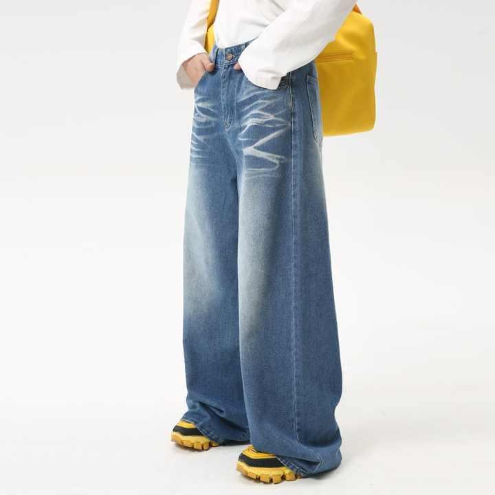 ワイドレッグ ジーンズ ドレープ 美容 おしゃれ レトロ 夏 新作 人気 軽量 洗練 デニム ストレート バ..