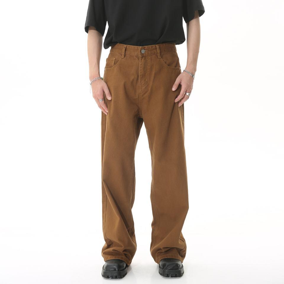 ジーンズ メンズ カジュアル ミッドハイウエスト ストレートレッグ ルーズフィット おしゃれ 春夏 秋冬 オールシーズン Kスタイル デニム 2025 人気