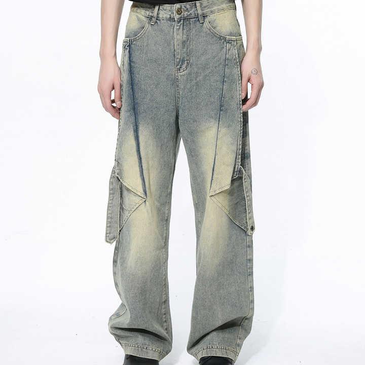 デニムズボン ストレート ルーズ メンズ おしゃれ 人気 カジュアル ワーク アウトドア デイリー 軽量 通勤 便利 使いやすい