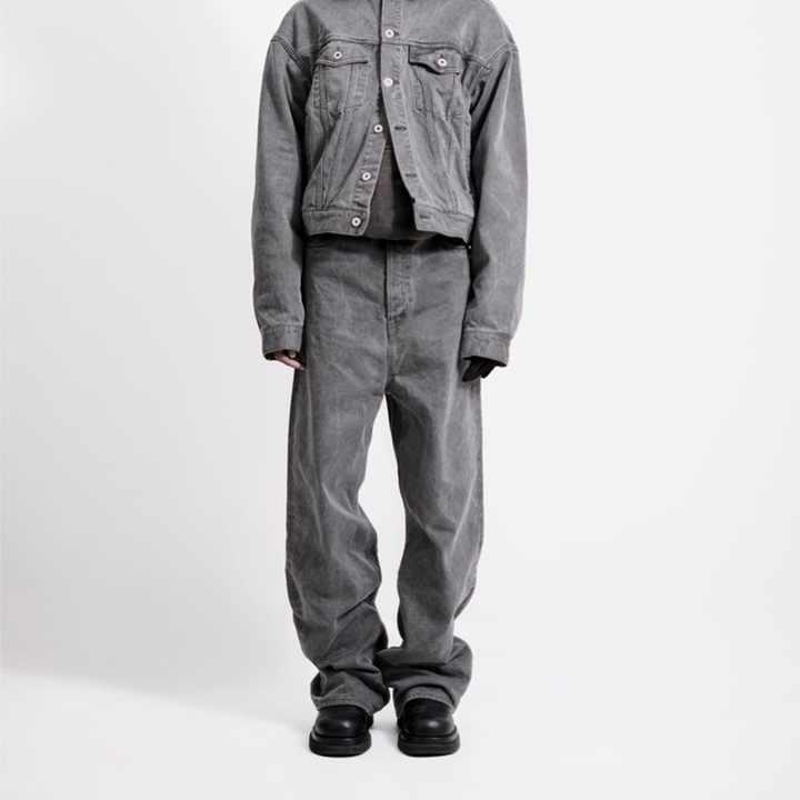 Rakuten - ストリートウェア カジュアルパンツ ヒップホップ ワイドレッグ ストレート バギー デニム ジャケット 男性用 おしゃれ 汎用 人気 軽量 2025年用