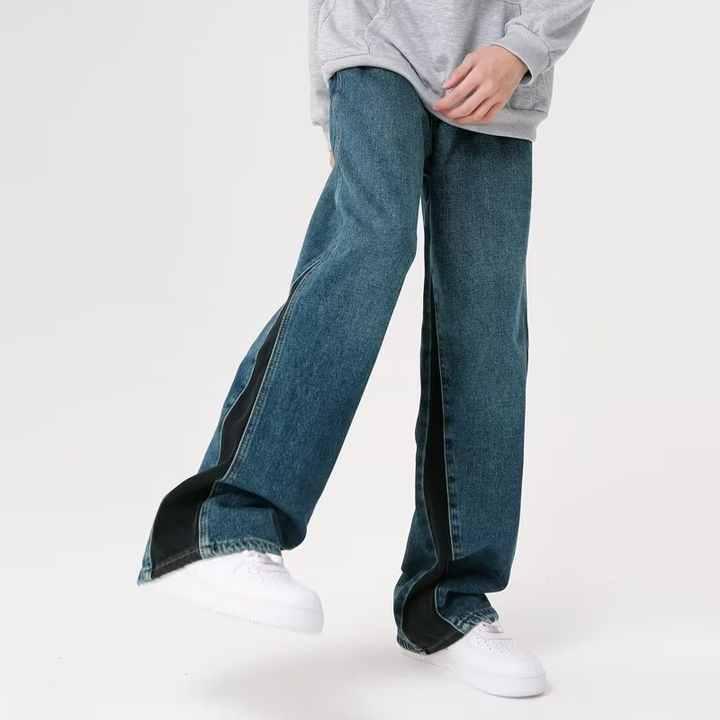 デニム バギージーンズ ストリートウェア ヒップホップ ルーズフィット ストレート カスタム ディスト..