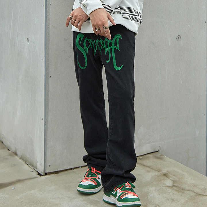 ストリートウェア デニムジーンズ バギー メンズ 刺繍 おしゃれ 人気 ワッシュ加工 ルーズ 綿100% ヒップホップ 通勤 カジュアル ファッション 2025