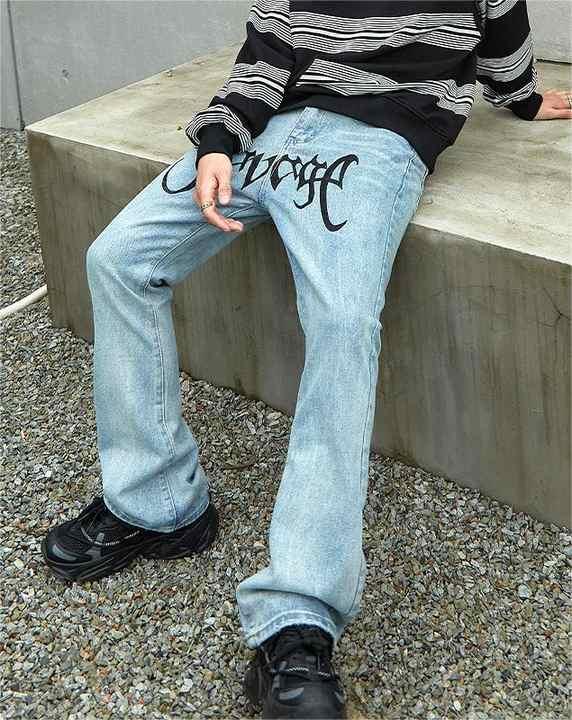 ストリートウェア デニムジーンズ バギー メンズ 刺繍 おしゃれ 人気 ワッシュ加工 ルーズ 綿100% ヒップホップ 通勤 カジュアル ファッション 2025