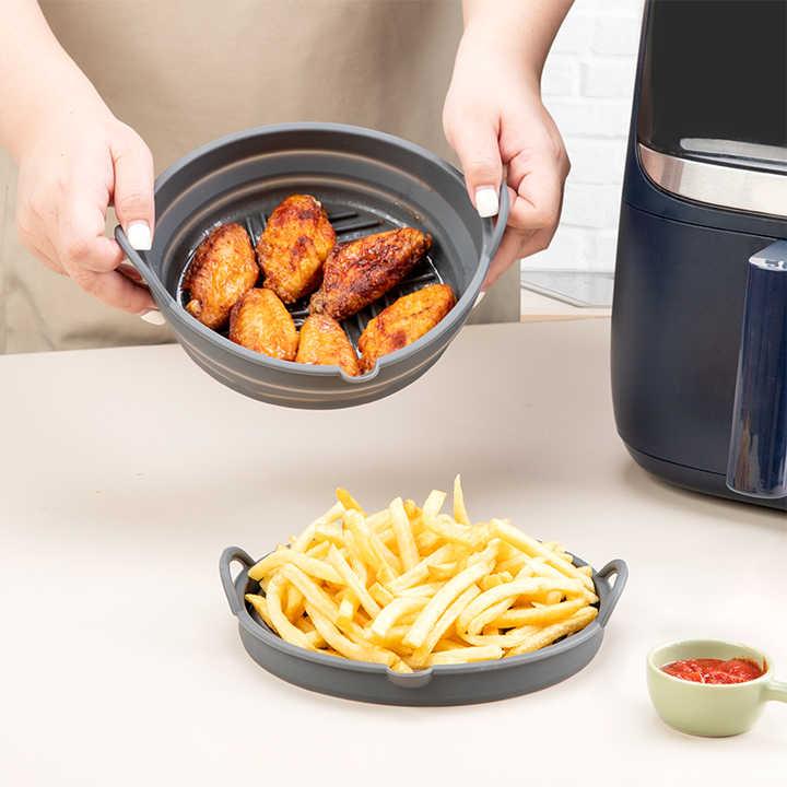 エアフライヤー アクセサリー シリコンライナー 耐熱 再利用可能 お手入れ簡単 ラウンド バスケット 5.8Qt 8Qt ベーキングトレイ おしゃれ 人気 便利 調理グッズ