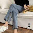 【お買い物マラソン限定!1着半額!まとめ買い2枚購入割引クーポン利用で! 】アンクル丈 デニムパンツ レディース韓国【ゆうパケット可】