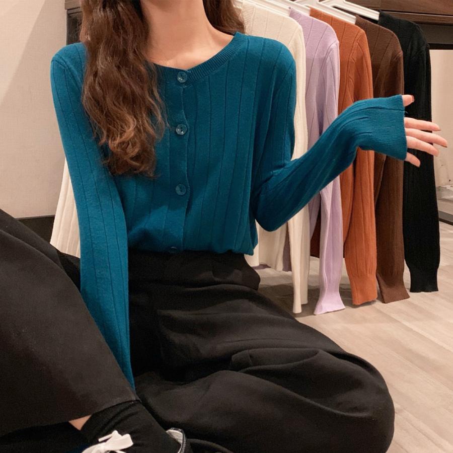 【お買い物マラソン限定！1着半額！まとめ買い2枚購入割引クーポン利用で！ 】ニットカーディガン リブニット 羽織り【ゆうパケット可】