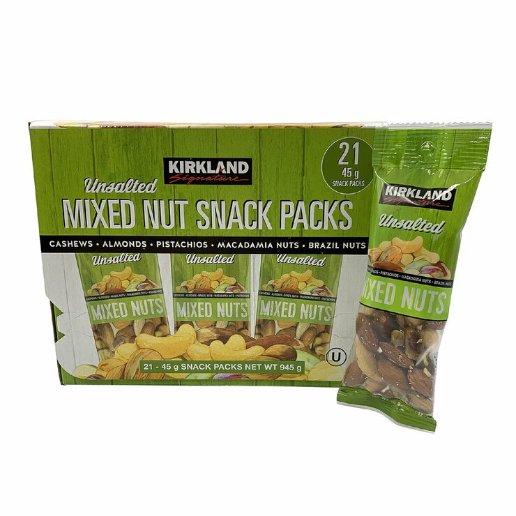 カークランドシグネチャー 無塩ミックスナッツ 45g x 21袋　Kirkland Signature Unsalted Mixed Nut Snack Packs 45g x 21pc 1
