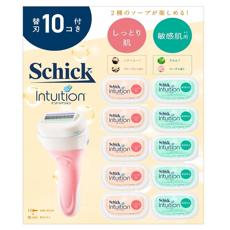 Schick (シック) イントゥイション クラブパック 本体刃付+替刃10個　Schick Intuition Club Pack Holder with blade + Cartridge 10 piece