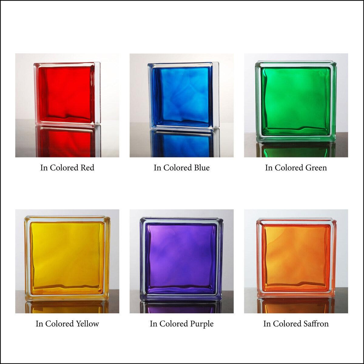 【お買い物マラソン限定!ポイント5倍!期間限定!】ガラスブロック 190 x 190 x 80 mm 6個セット インカラーシリーズ ct24025