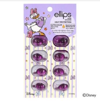 【ディズニー限定デザイン】ellips（エリップス）ヘアオイル　シートタイプ8粒ナチュラルカラー（パープル）ミックスベリー＆花の香り 12個セット