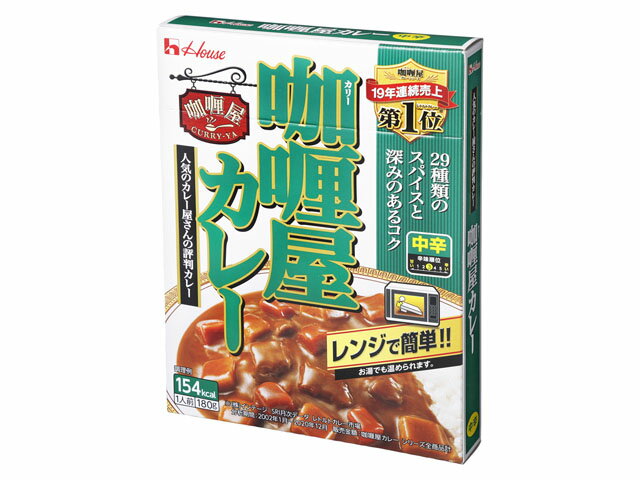 【お買い物マラソン限定！ポイント5倍！10日まで！】ハウス カリー屋 カレー 中辛 180gx10 KG