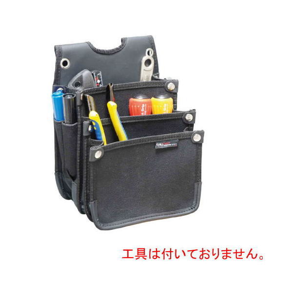 乐天商城 - 帆布電工袋 3段 Y型ハーネス対応 DTH-03-BK 電工腰袋 DBLTACT 三共コーポレーション