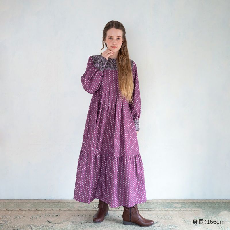 【イベント期間中ポイント10倍】SOULEIADO ワンピースキット Neesha モーヴ | ソレイアード キット ソーイングキット ワンピース ロングワンピース 生地 生地セット 材料セット 裁縫 手芸 ハンドメイド プロヴァンス 南仏 フランス ニガム幸子 TWELVE 実物大型紙付き