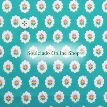 ソレイアード SOULEIADO シーチングカットクロス55×25cmラ・フルール・ドゥ・モーサンヌ ターコイズ