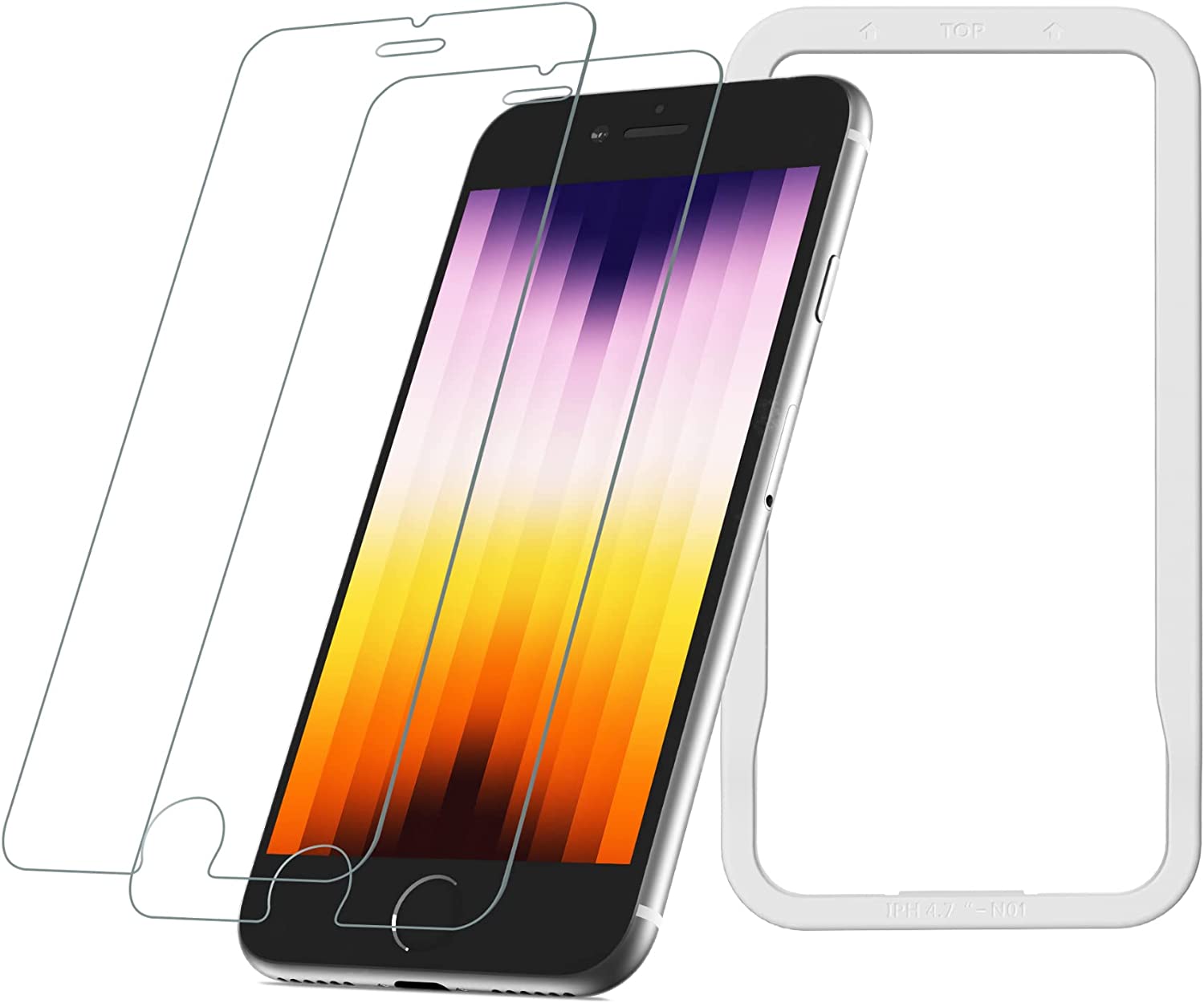 NIMASO ガラスフィルム iPhone SE 第3世代 iPhone SE2 8 7 適用 液晶 保護 フィルム ガイド枠 2枚セット NSP17I09
