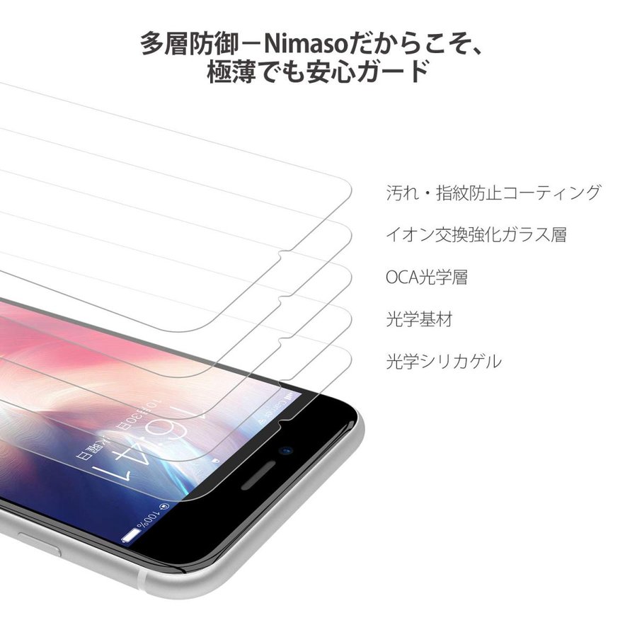 NIMASO ガラスフィルム iPhone SE 第3世代/第2世代 用 iPhone8 7 6 6s 用 液晶 保護 フィルム ガイド枠 2枚セット