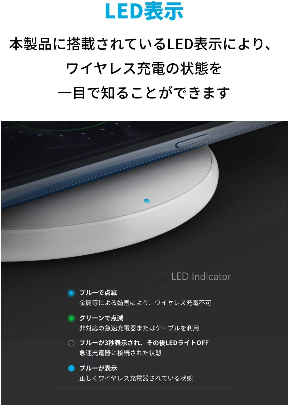 Anker PowerWave 10 Pad(改善版) ワイヤレス充電器 Qi認証 iPhone 12 / 12 Pro Galaxy AirPods 各種対応 最大10W出力 (ホワイト)