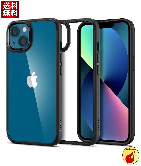 Spigen iPhone13 mini 用 ケース 背面クリア TPU バンパーケース 2重構造 米軍MIL規格取得 耐衝撃 すり傷防止 黄ばみ無し ワイヤレス充電対応 ウルトラ ハイブリッド ACS03318 (マット ブラック)