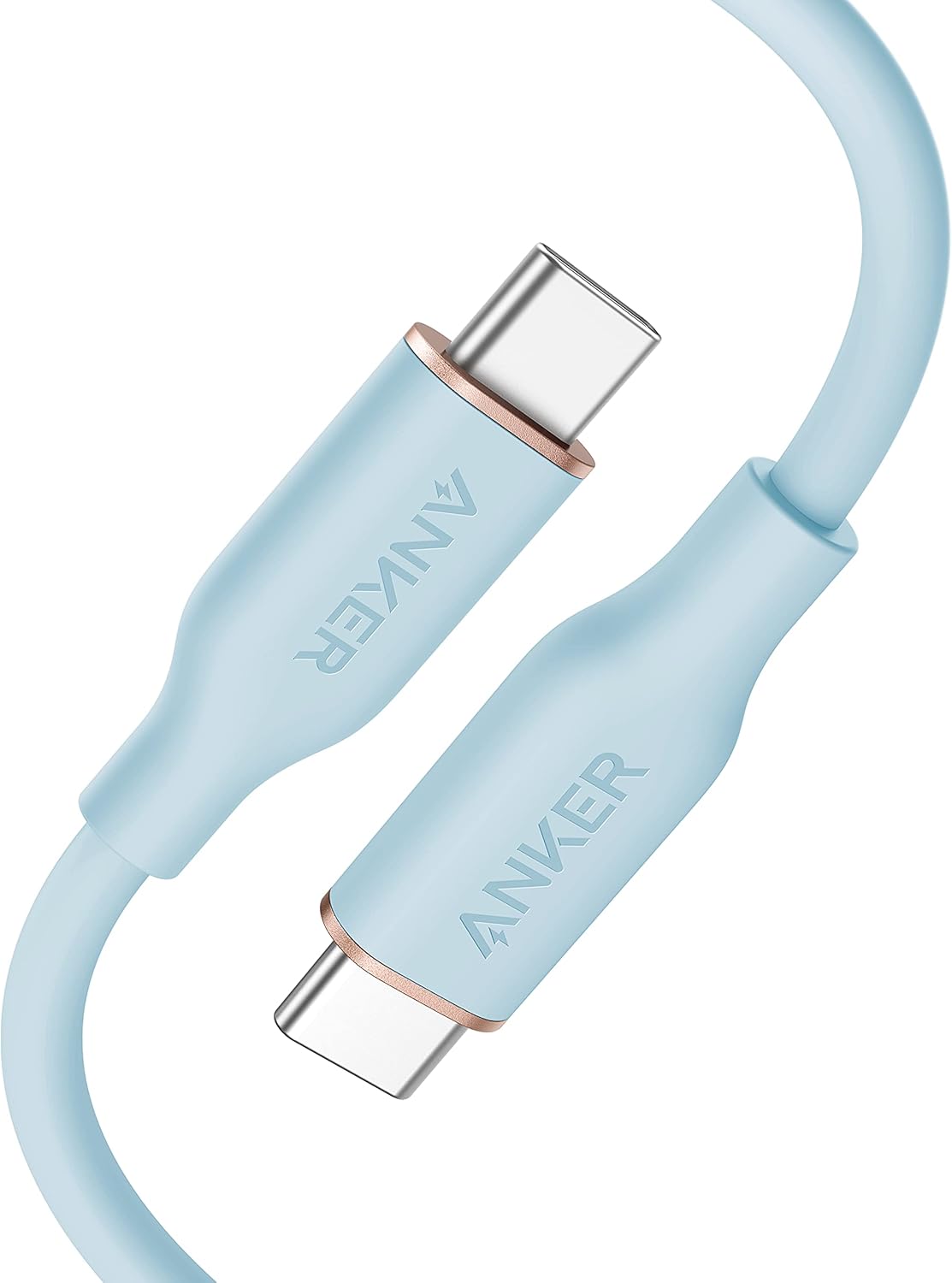 Anker PowerLine III Flow USB-C & USB-C ケーブル 絡まない （0.9m アイスブルー）