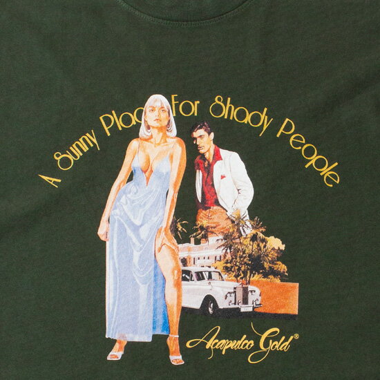 ACAPULCO GOLD アカプルコゴールド 半袖Tシャツ ELVIRA S/S TEE ストリート プリント グリーン系 M L XL