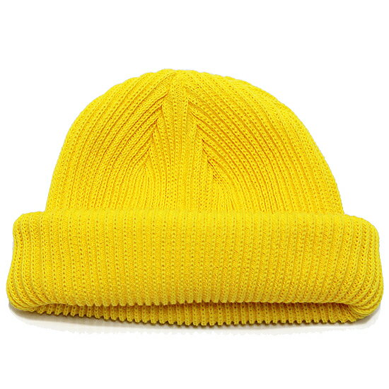 ADVANCE アドバンス ニットキャップ ビーニー COTTON BEANIE メンズ レディース ストリート ベーシック ロールアップ オールシーズン 春夏 無地 イエロー