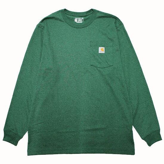 CARHARTT カーハート K126 ポケット長袖Tシャツ ロンT WORKWEAR POCKET L/S TEE メンズ ストリート ワーク シンプル 定番 ロゴ グリーン系 緑系 M L