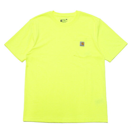 CARHARTT カーハート K87 ポケット半袖Tシャツ ポケT WORKWEAR POCKET S/S TEE ストリート ワーク シンプル 定番 ロゴパッチ ビッグシルエット USA企画 ライムグリーン M L XL