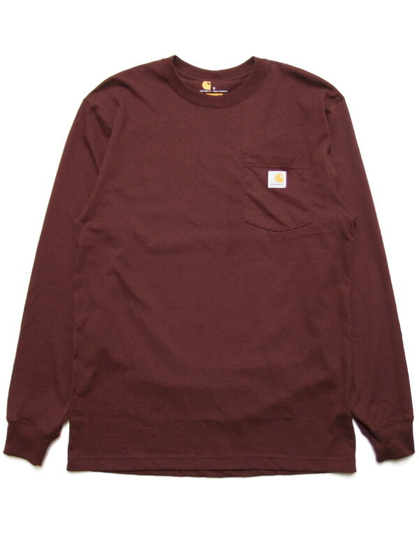 カーハート CARHARTT 長袖ポケットTシャツ WORKWEAR POCKET L/S TEE メンズ レディース USA企画 ベーシック ワーク カジュアル アメカジ ロングスリーブ ロゴ 無地 ポート バーガンディ 赤茶系 S M L XL