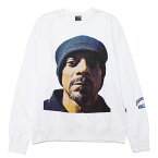 CROOKS&CASTLESxDEATH ROW RECORDS クルックス&キャッスルズxデスロウレコード スウェット トレーナー SNOOP FACE CREWNECK SWEAT スヌープドッグ SNOOP DOGG ヒップホップ コラボレーション 裏起毛 顔 プリント ホワイト 白 L XL XXL