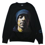 CROOKS&CASTLESxDEATH ROW RECORDS クルックス&キャッスルズxデスロウレコード スウェット トレーナー SNOOP FACE CREWNECK SWEAT スヌープドッグ SNOOP DOGG ヒップホップ コラボレーション 裏起毛 顔 プリント ブラック 黒 L XL XXL