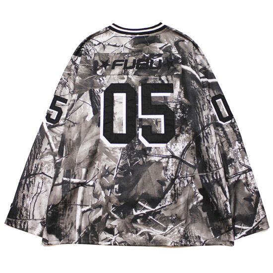 FUBU フブ フーブ リアルツリー ホッケージャージ REALTREE HOCKEY SHIRT ストリート ヒップホップ ワイドシルエット ロゴ刺繍 グレー系 L XL