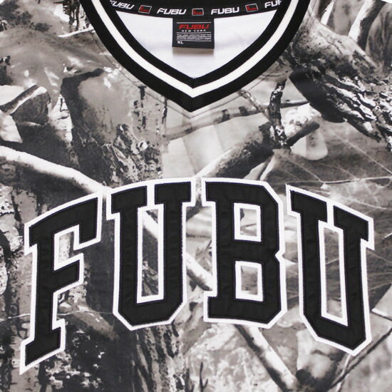 FUBU フブ フーブ リアルツリー ホッケージャージ REALTREE HOCKEY SHIRT ストリート ヒップホップ ワイドシルエット ロゴ刺繍 グレー系 L XL