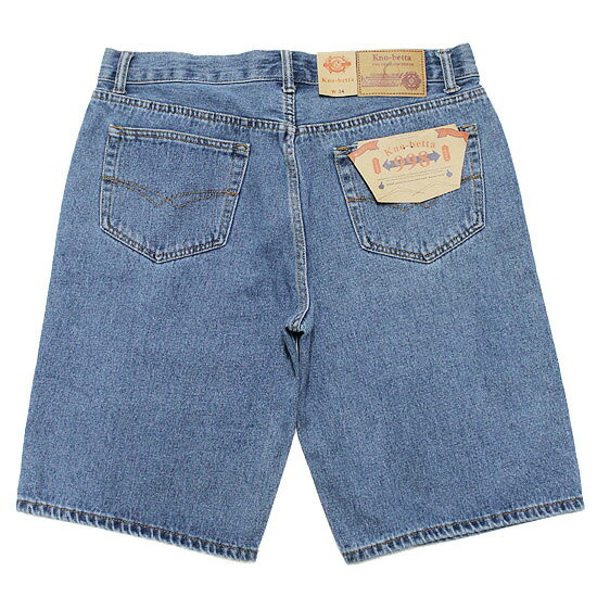 KNO BETTA ノーベター デニムショーツ ハーフパンツ 998 DENIM SHORTS ストリート ヒップホップ スケート ストレートシルエット ブルー 青 32 34 36 38