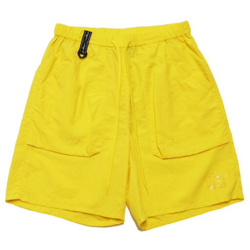 MANASTASH マナスタッシュ ナイロンショーツ ショートパンツ PARK SHORTS ストリート アウトドア ワイドシルエット ロゴプリント イエロー M L MANASTASH マナスタッシュ ナイロンショーツ ショートパンツ PARK SHORTS ストリート アウトドア ワイドシルエット ロゴプリント イエロー M L